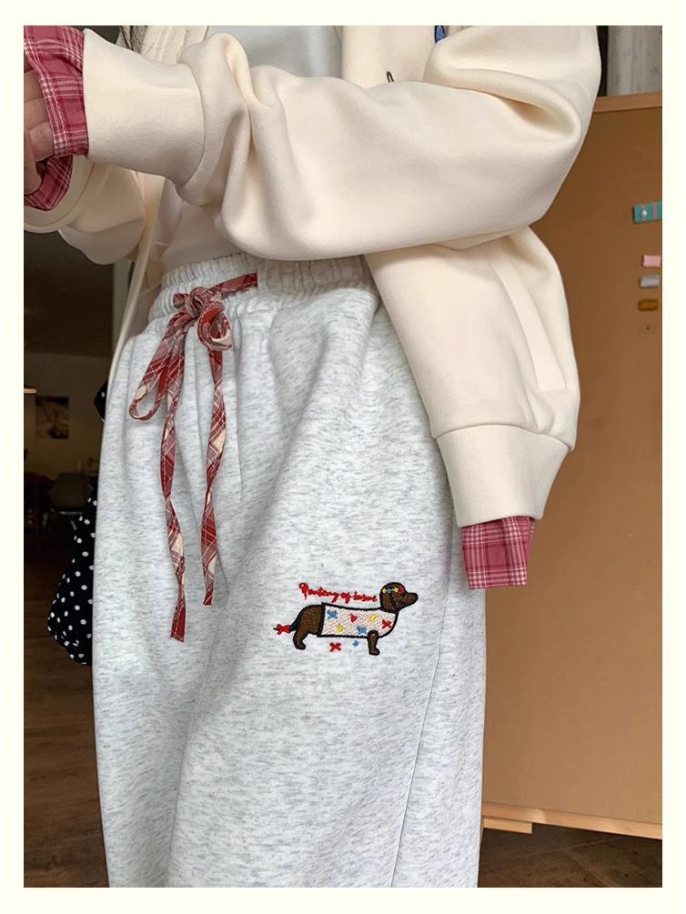 Damen Graue High-Waist Sweatpants mit Spitze und weitem Bein - Kollektion Frühjahr 2025