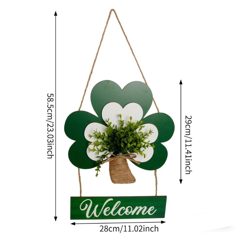 User Friendly Wood Shamrock Shape Welcome Plaque for . Patrick's Day Festival Decors with Easy Installation At Your Entrance