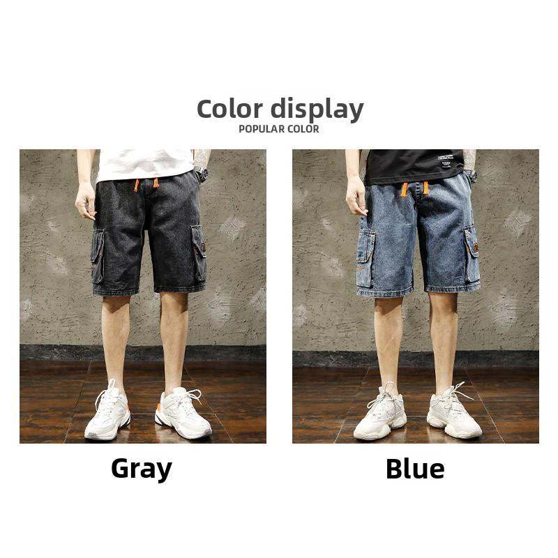 Men's workwear denim shorts 2026 new summer thin loose large size mid-length pants trendy wear-resistant five-point pants
