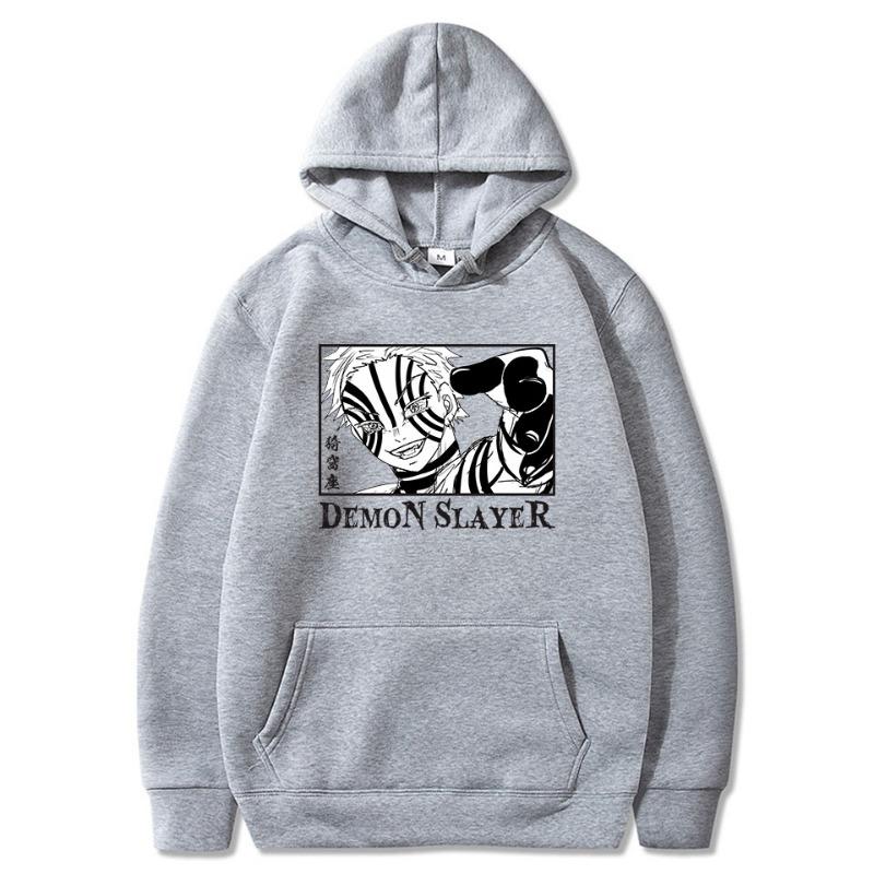 Anime Japonés Demon Slayer Akaza Estampado Sudadera con Capucha Pulóver Hombre Mujer Harajuku Dibujos Animados Invierno Mantener Caliente Sudaderas Oversize