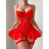 Sexy Lace Lingerie Set Sheer Mesh Cami Nightdress Garter Belt Bodysuit Women