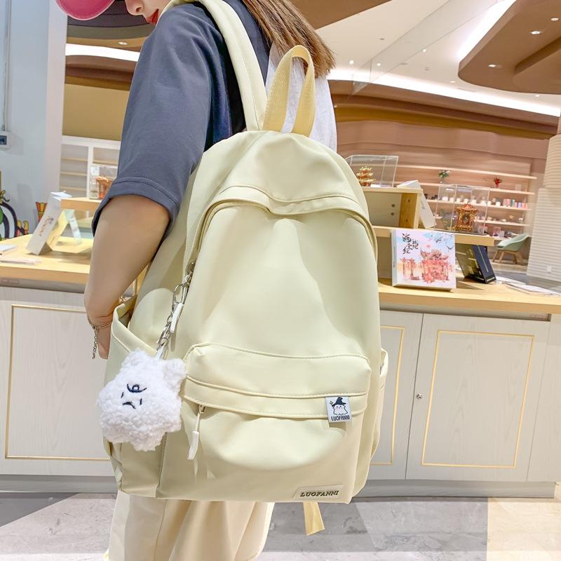 Schoolbag Female Students High School Students Solid Color Backpack