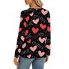 Women's Casual Round Neck Hollow,out Pullover Long Sleeve Valentine's Day Heart Print T,shirt Top