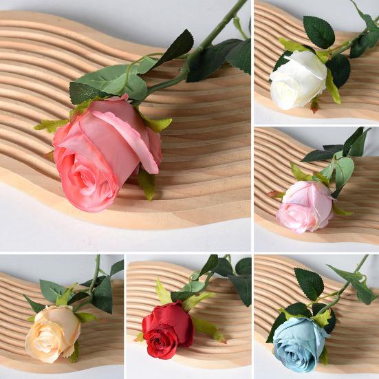 Artificial Rose Branch with Stem Green Leaves Home Wedding Party Faux Flower Floral Arrangement Indoor