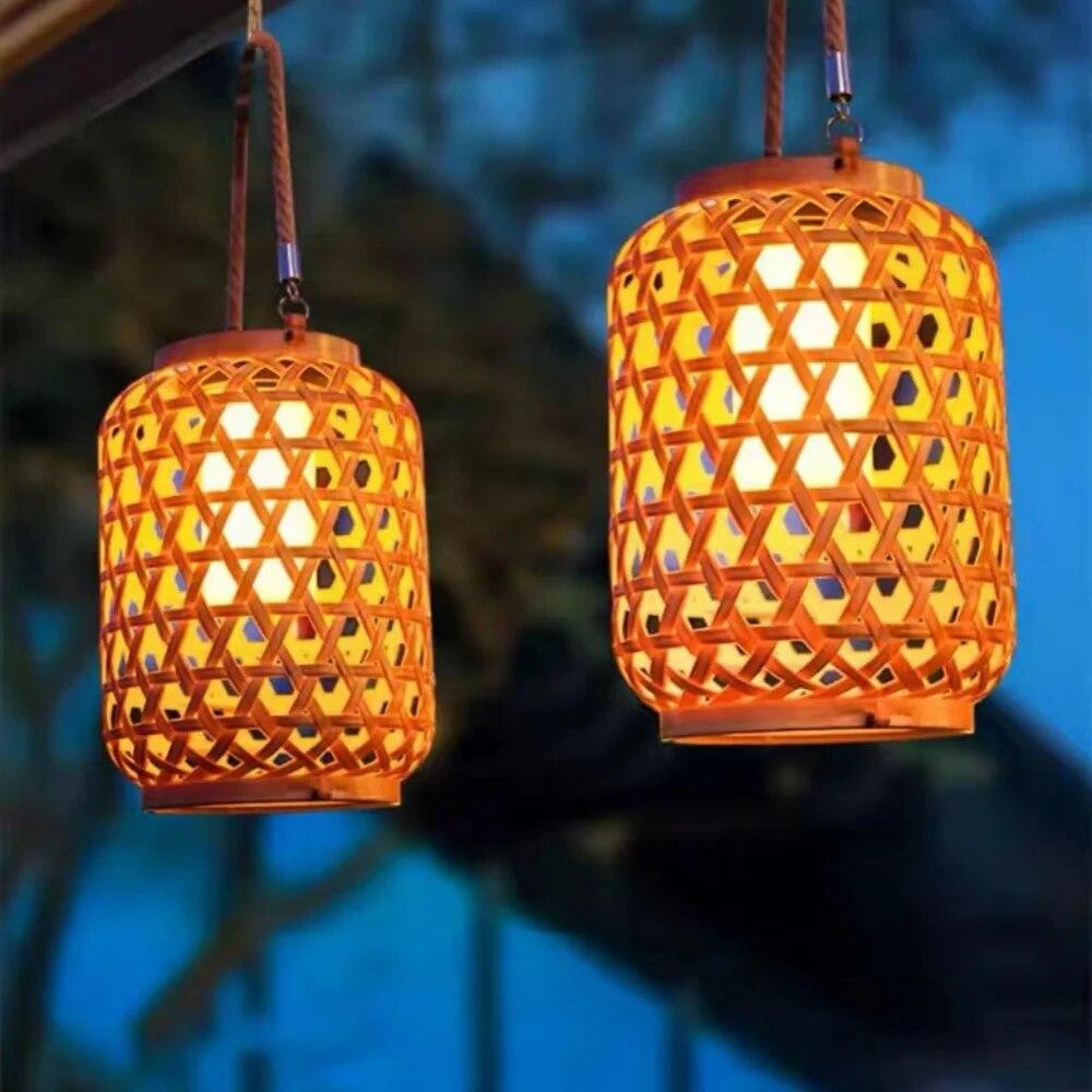 Creative Waterproof Solar Imitation Rattan Lantern LED Warm Light Home Decorative Lights 800 MAH Yard Lighting Ornaments Outdoor