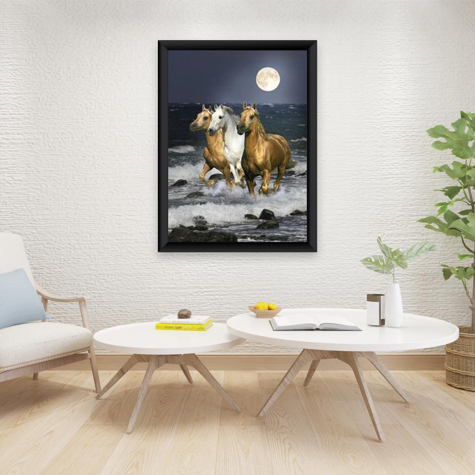 Diy 5d Diamond Painting Animal Full Drill Round Drill Diamond Embroidery Cross Stitch Kits Horse Wall Art Home Decor Gift