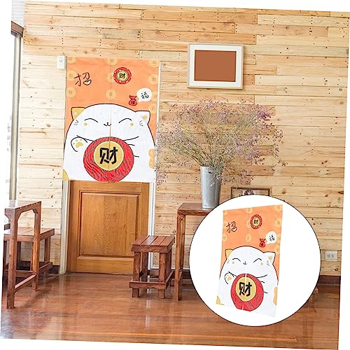 STOBOK Maneki Neko Noren Curtain, 65x90cm, Japanese Style, Room Divider Curtain, Privacy Tapestry, Good Luck Charm, Cat Design, Suitable for Entryways