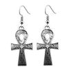 Ankh Cross Dangle Earrings Ancient Egyptian Symbol Drop Earrings Gothic Occult Themed Jewelry