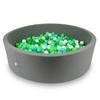 Dry Pool 130x40cm Gray with 700 Balls: White, Light Green, Mint, Green