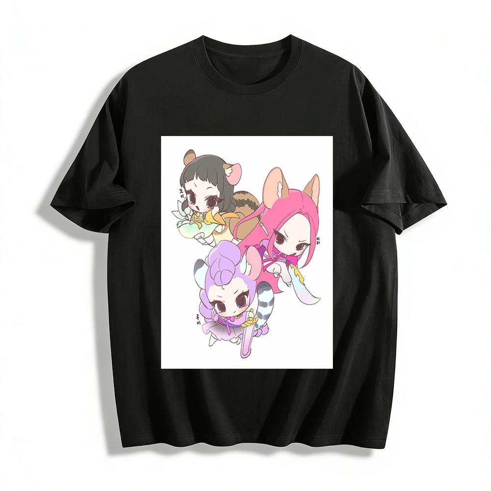 Cute Anthropomorphic Mouse Girl Print Casual Top Anime Cartoon Style Loose Comfortable Daily T-Shirt Pure cotton T-shirt XXS