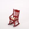 Dollhouse Small Rocking Chair, 1:12 Miniature Dollhouse Vintage Wooden Model Weaving Rocking Chair for Dollhouse Accessories Decor Toys