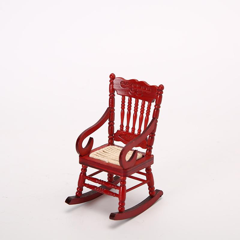 Scaun mic balansoar Dollhouse, 1:12 Casă de păpuși în miniatură Model din lemn de țesut balansoar pentru accesorii pentru casă de păpuși Jucării de decor