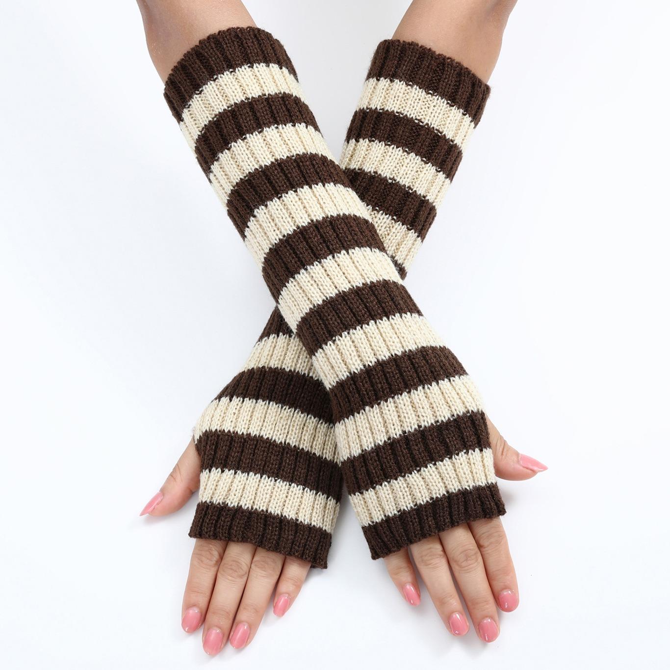 

Botvotee Stripe Y2k Accessories Arm Warmers Free Shipping Sleeves for Women Knit Winter Half Finger Gloves Black Pink One Size