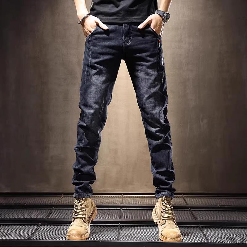 Men's Slim Straight Black & Gray Jeans: 2025 Fashion Elastic Skinny Casual Trousers