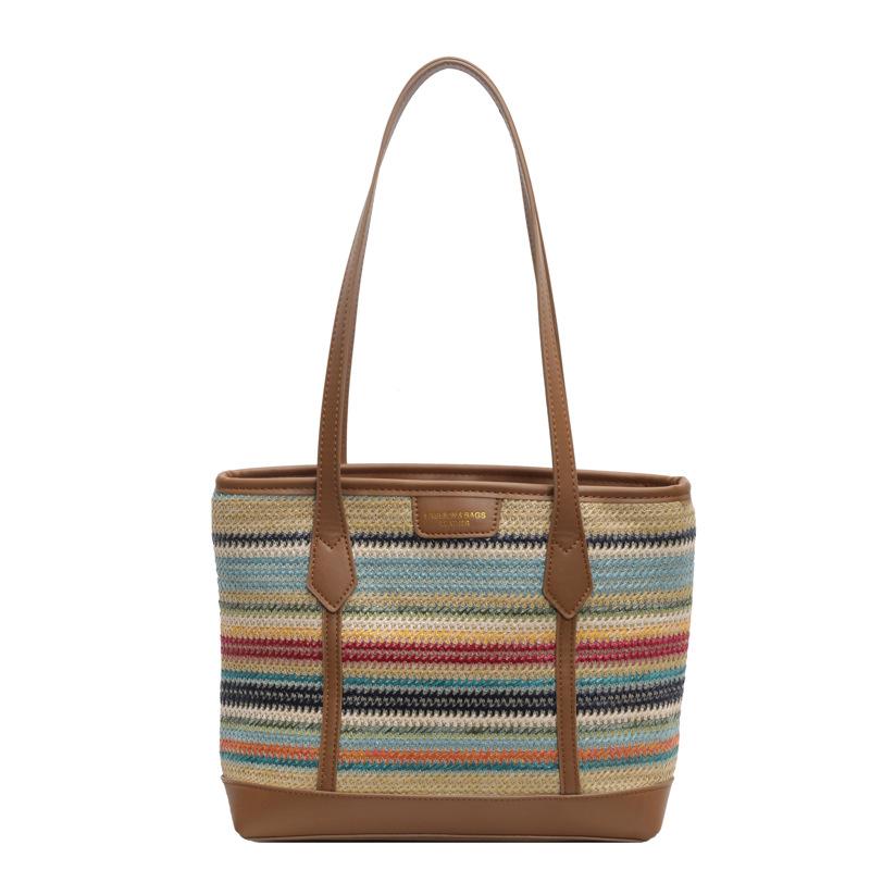 Popular Woven Large Bag Women's Bag Summer 2025 New Shoulder Tote Bag Large Capacity Straw Bag
