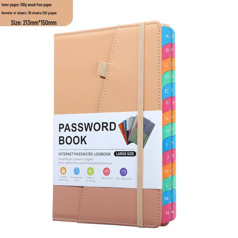 A5 Password-Protected Notebook for Website & Contact Management