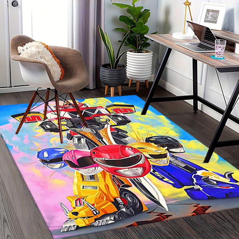1pc Power Rangers Megazord Office Chair Mat - Anime Cartoon Design, Non-Slip Carpet for Home Decor, Suitable for All Seasons, Ideal Gift for Fans.T059