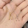 18K Gold Wishbone Y-Shaped Branch Pendant Necklace