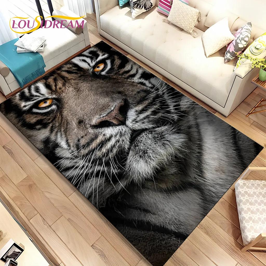 Beast Animal Tiger,Sabretooth Cartoon Area Rug,Carpet for Home Living Room Bedroom Sofa Doormat Kitchen Decor,Non-slip Floor Mat