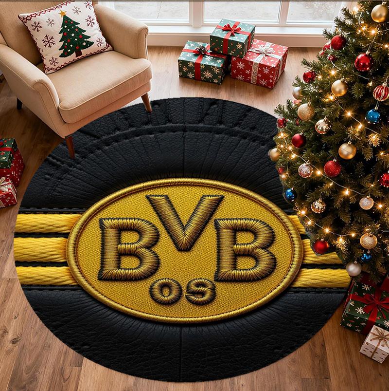 Borussia Dortmund Pattern Round Rug, Indoor/Outdoor Mat, for Picnic, Gameroom, Bedroom, Office, Living Room, Home Decor Carpet, Birthday Gift