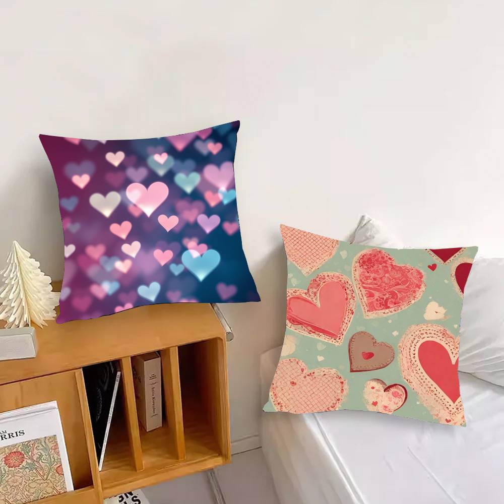 Valentines Day Love Heart Pillow Case Sofa Cushion Cover Room Home Decoration