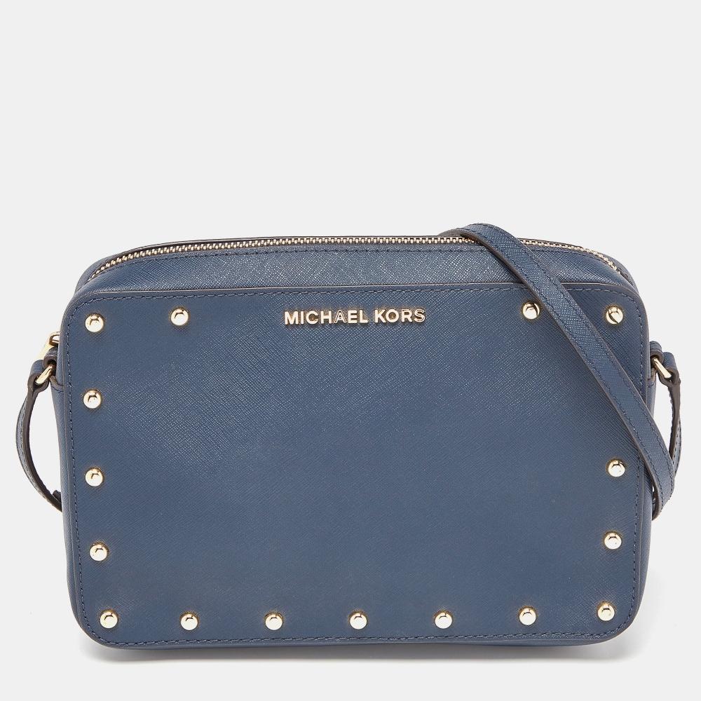 

Michael Kors Leather Sandrine Stud Crossbody Bag blue
