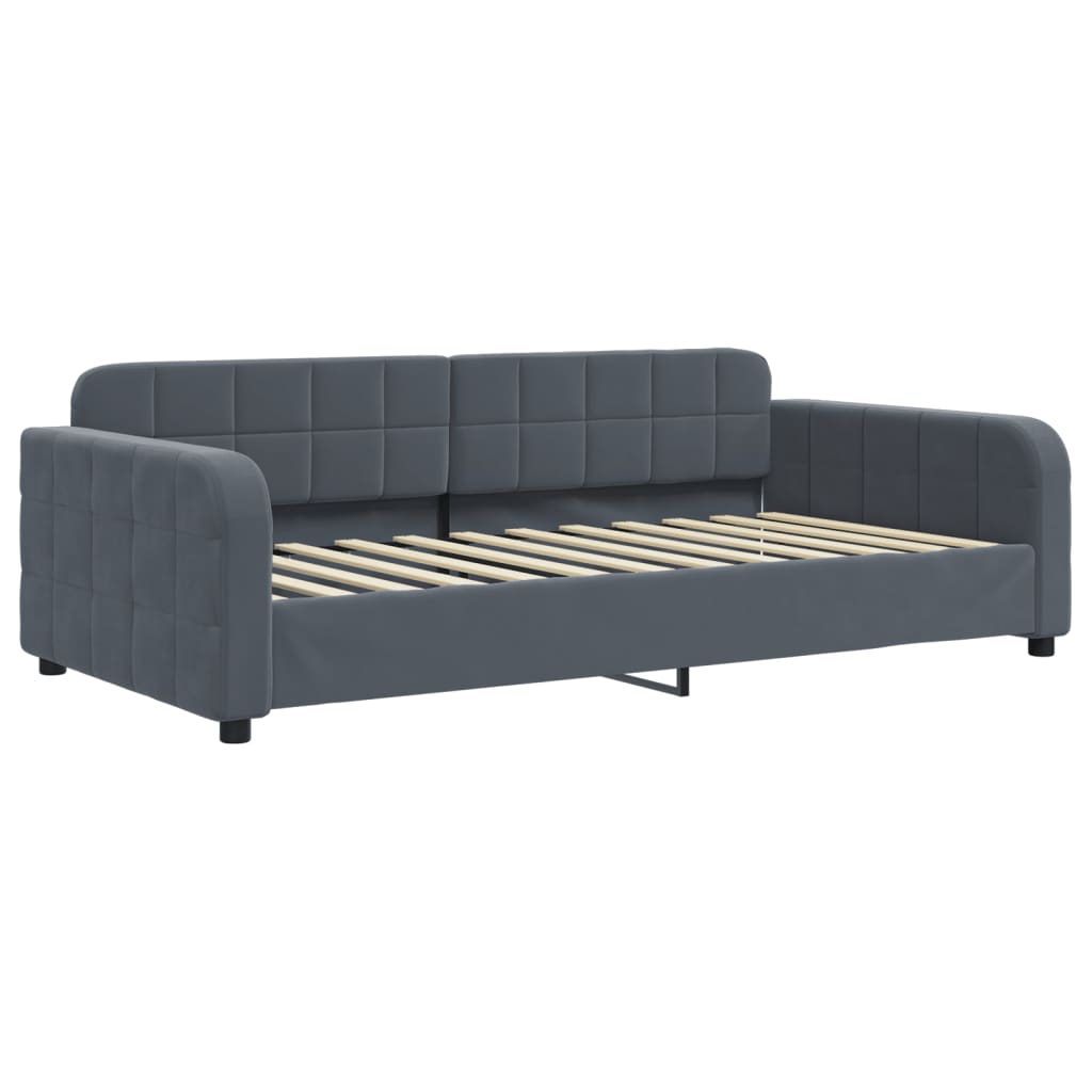 Vidaxl Sofa Rozsuwana Z Szufladami, Ciemnoszara, 90X200 Cm, Aksamit