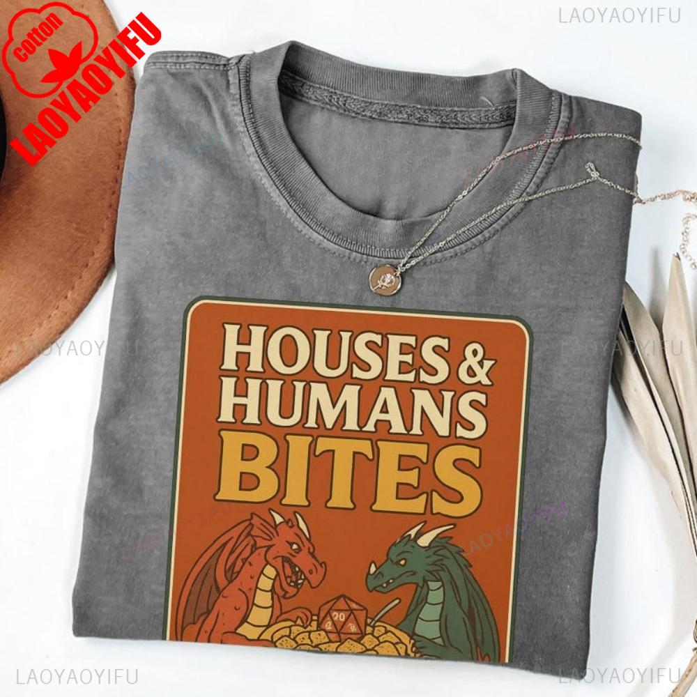 Houses and Humans D&D Shirt Dungeons and Dragons Gift Tee for Men Women Funny DnD T-Shirt Summer Short-sleeve Sweatshirt