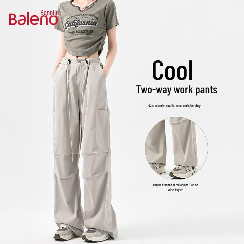 

Baleno Women s High-Waist Velcro Wide-Leg Cargo Pants M