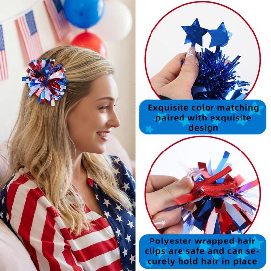 Hairpin Latte Style Independence Day Theme Red White Blue Hairpin No Damage USA Flag Hair Clip Hair Accessories