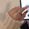VENTFILLE 925 Sterling Silver Irregular Design Wave Golden Stackable Finger Rings Trendy Adjustable For Women Gifts Dropshipping