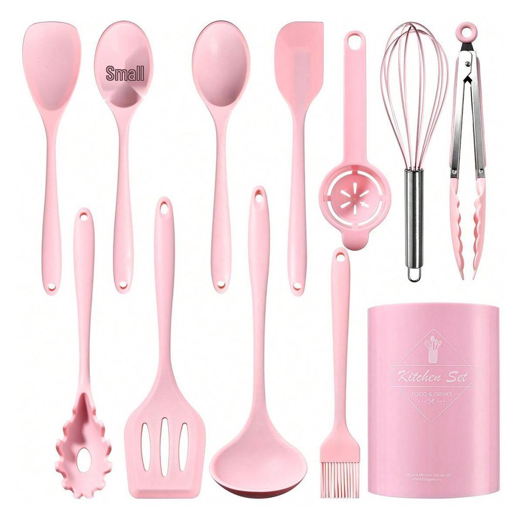 Non-Slip Silicone Cooking Set: High-Temp Resistant Soup Ladle, Stir-Fry Spatula, and Pot Spoon