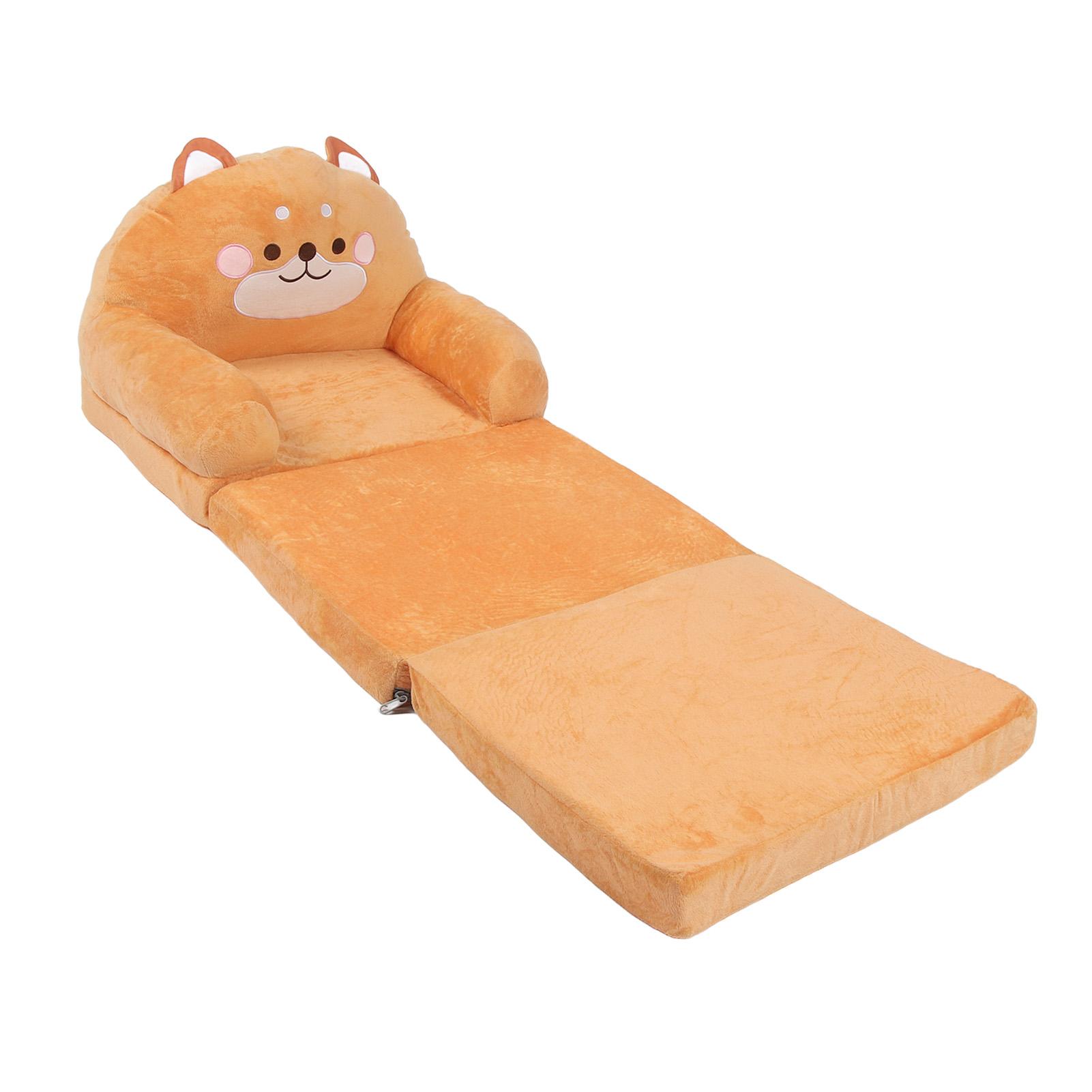 

Kids Chair Couch Cartoon Folding Cute Couch Portable Sofa Chair for Home Schools Brown Puppy
