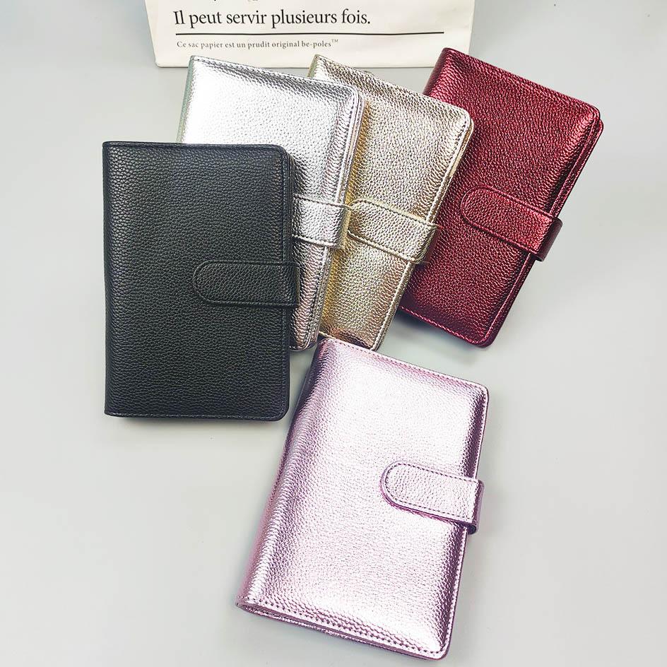 A5 A6 Metallic Texture PU Leather DIY Binder Photocards Collect Book Diary Agenda Planner Cover Stationery