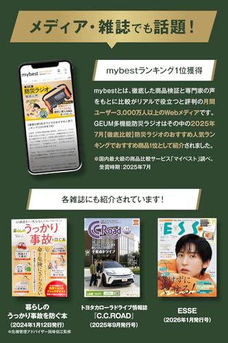 Geum Multi-Function Portable Radio, Recommended by Disaster Preparedness Experts, Disaster Preparedness Supplies, Radio Light, AM/FM Radio, Wide FM Co