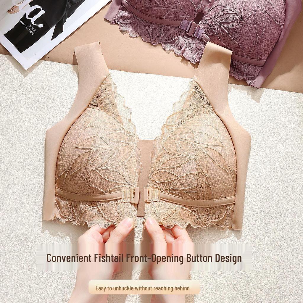Sexy Lace Front Closure Push-up Triangle Bra