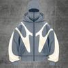 Men's Oversized Zip Up Hoodie Color Block Long Sleeve Hooded Sweatshirts Retro Jacket  Hoodie