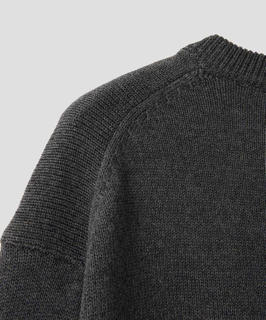 ASP Cotton V-Neck Knit Melange Charcoal