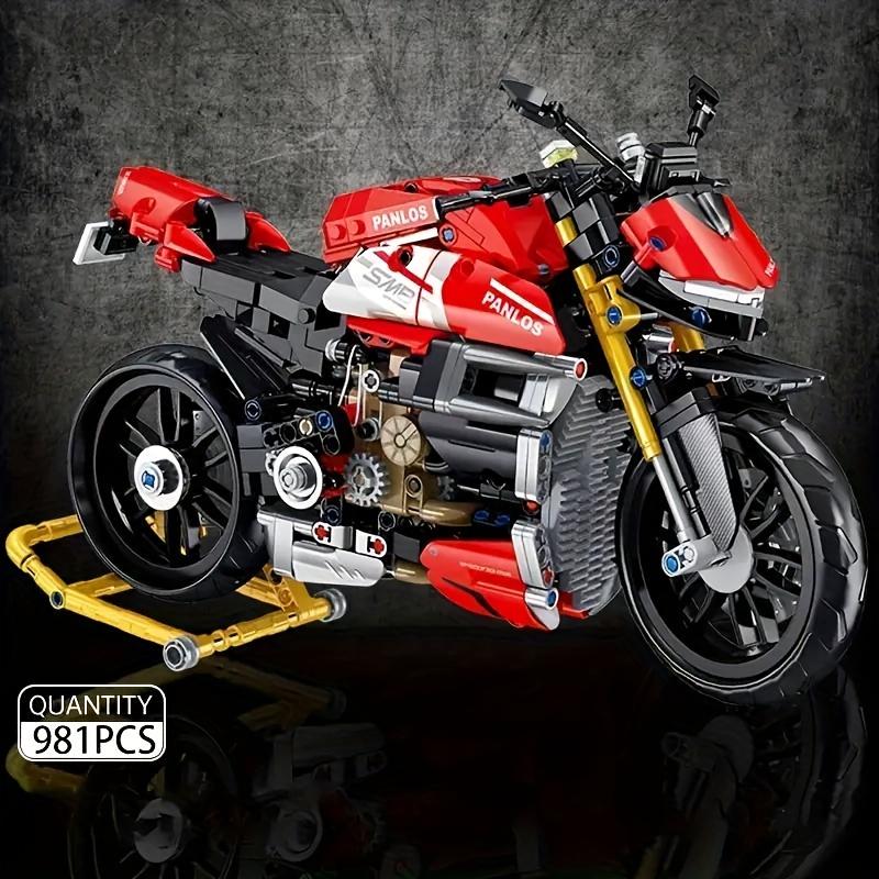 981 Particle Mold Fast Building Block Assembly Model Motorcycle, for 6 Years Old + Creativity, Is Also A Home Ornament, Holiday