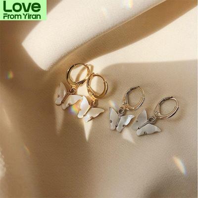 925 Sterling Silber Muschel Schmetterling Creolen für Damen Goldfarbe Koreanisch Weiblich Damen Ohrringe Böhmen S -E1352