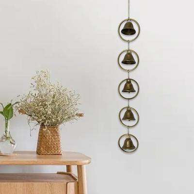  Carillon Éolien Suspendu Vintage Métal Résistant aux Intempéries Grappe de Clochettes à Vent avec Chaîne Rétro Extérieur Jardin Patio 5/9 Clochettes Décoration Suspendue Ornement