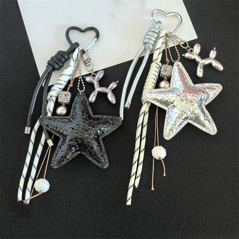 PU Leather Starfish Bag Charm Cute Decorative Keychain Decoration Braided Rope Bag Accessorie