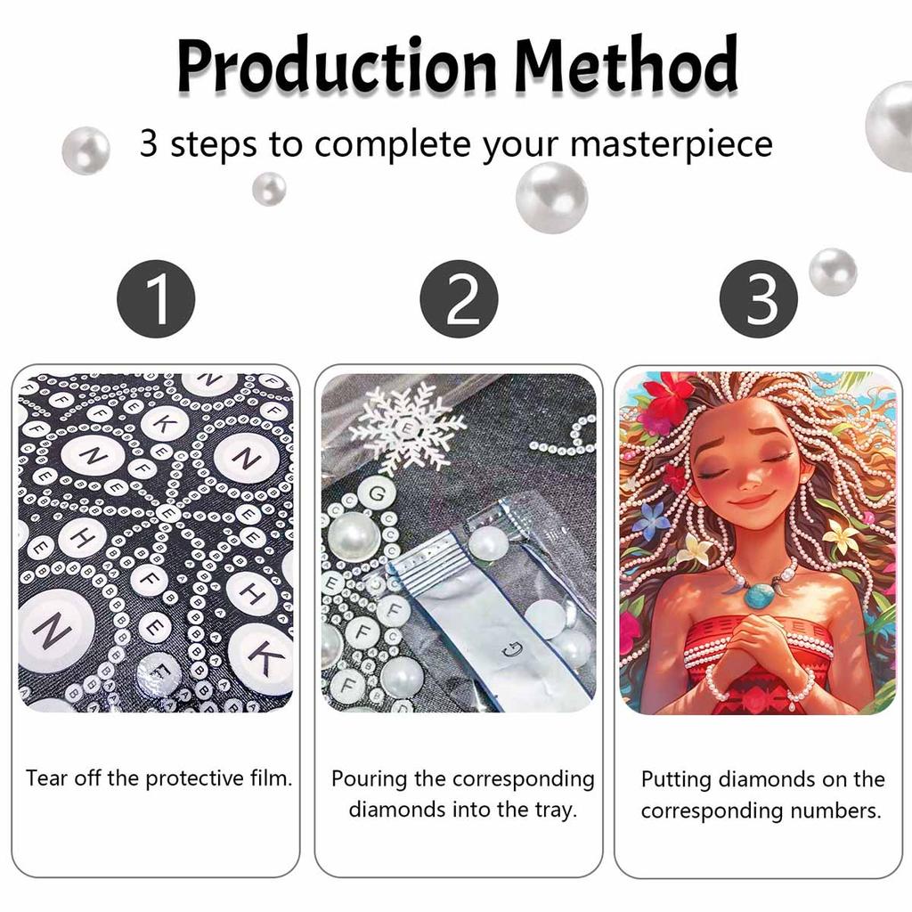 Disney Moana Pearl Art A Soothing Artistic Masterpiece 5D DIY Pearl Embroidery Mosaic Cross Stitch Kit for Home Decor