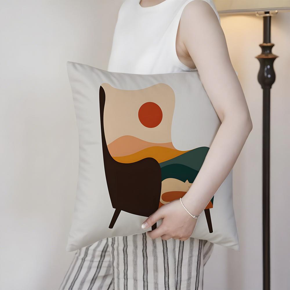 Funny Quirky Musical Instrument Patterns Cushion Cover Silky Elegant Comfort Sofa Bed Invisible Zipper Beach Pillowcase