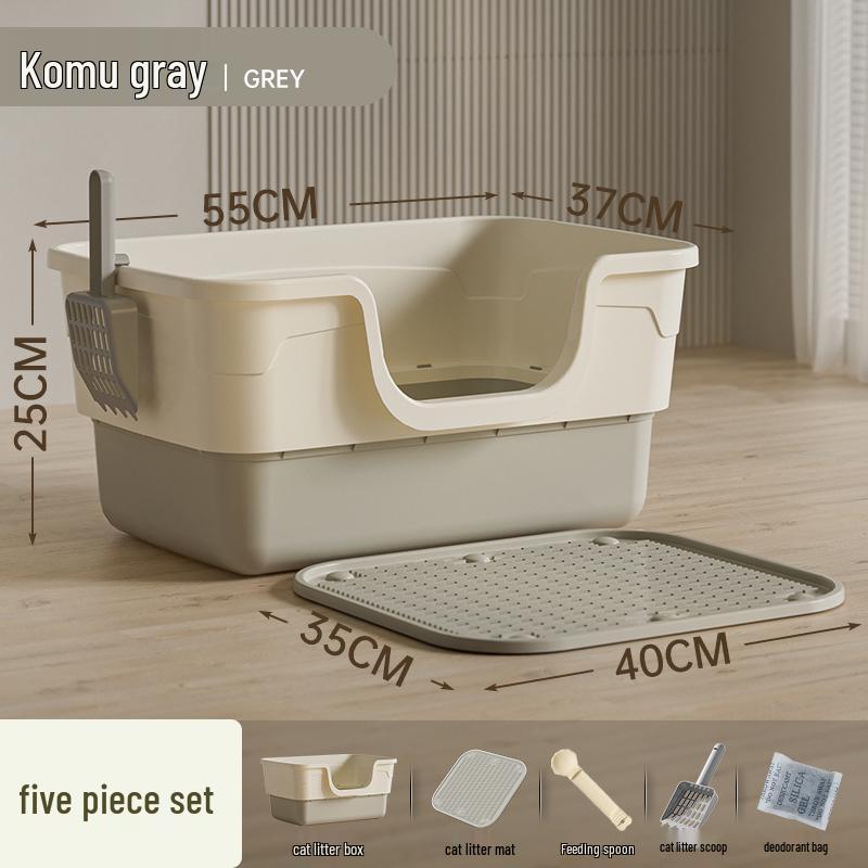 Giant Semi-Enclosed Anti-Splash Deodorizing Cat Litter Box with Mat