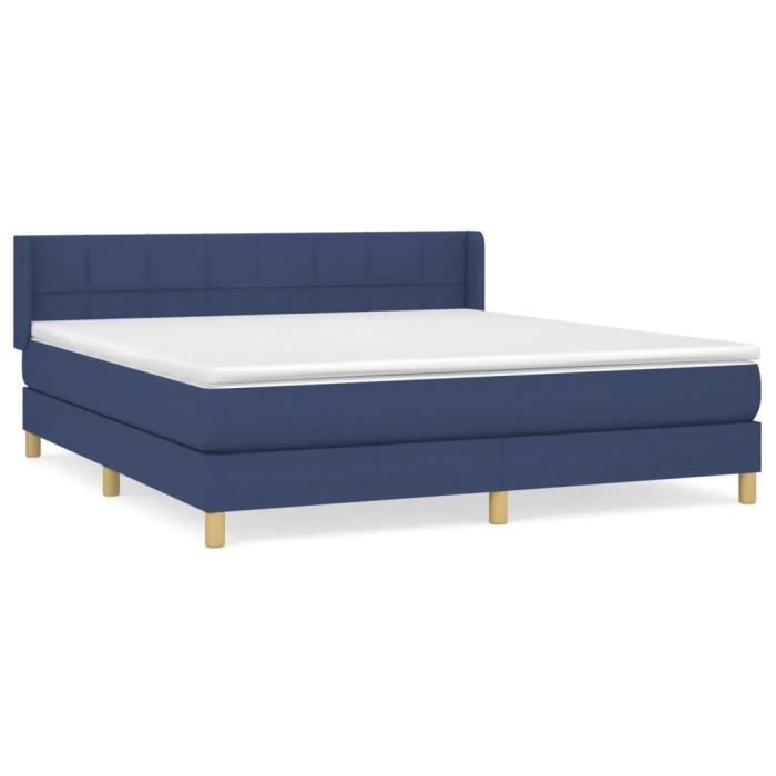 3130287 vidaXL Lit à sommier tapissier avec matelas Bleu 160x200 cm Tissu