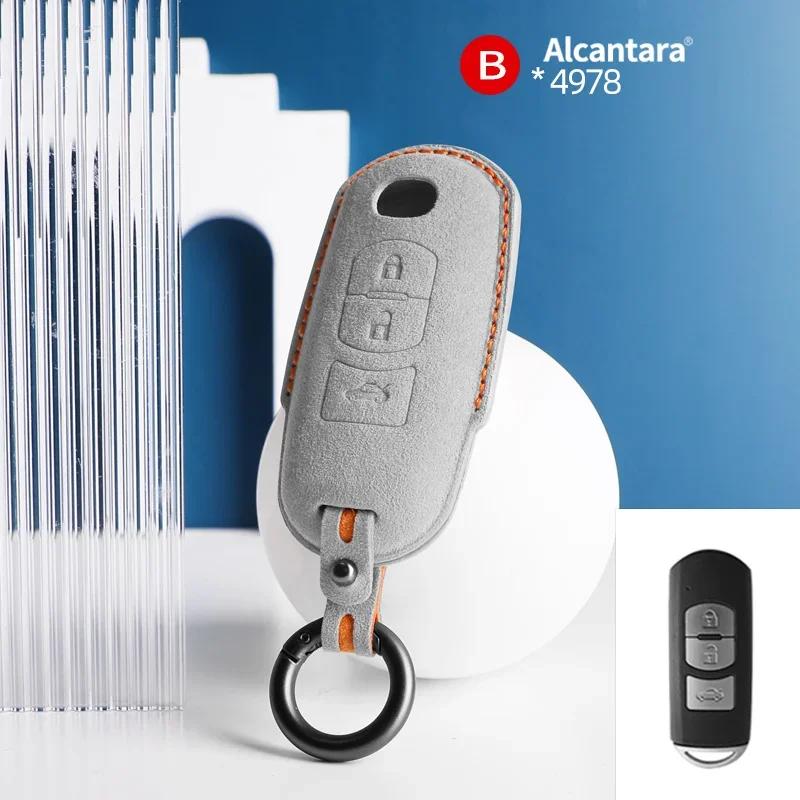 Interior Mouldings Alcantara Suede Car Key Case Cover For Mazda CX50 CX60 CX90 2 3 5 6 CX3 CX5 CX7 CX9 CX8 Keychain Remote Prote