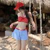 Thailand vacation split bikini sexy babes striped simple loose shorts hot spring beach seaside three-piece set