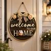 Flower Welcome Sign 2D Flat Wall Art Ornaments Door Wreath  Home Decor