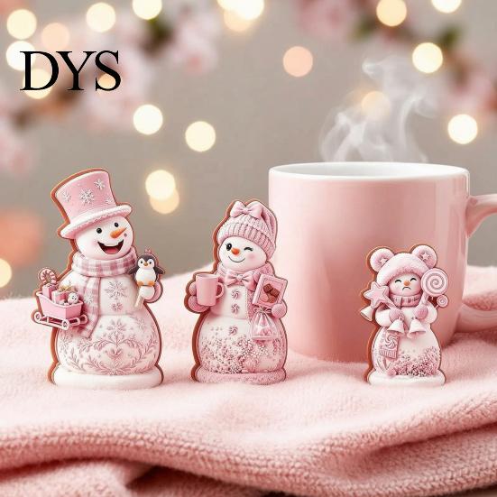 Rustic Holiday Ornaments 3PCS Christmas Snowman Wooden Ornaments, Decorative Cute Festive Figures, Tree Decorations High-definition Printing